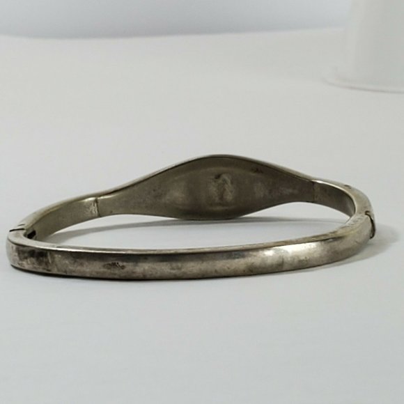 SOLD Sterling Silver Turquoise Inlaid Bracelet - Picture 4 of 12